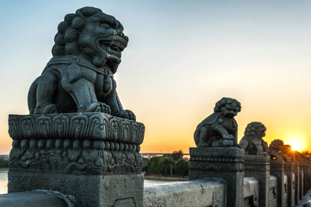 Stone Lion Statue at Lugou Bridge, Beijing, China